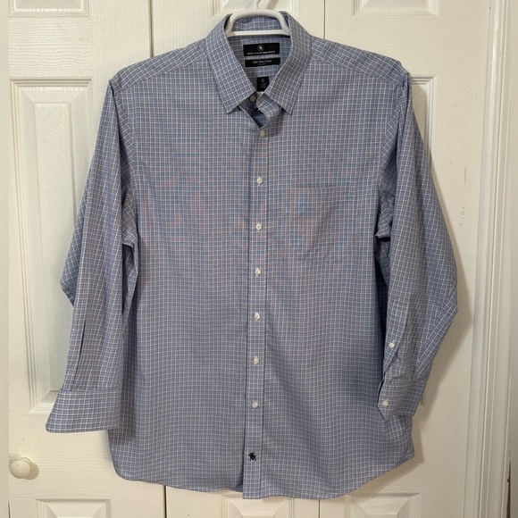 Hart Schaffner Marx Men’s Plaid Long Leeve Pima Cotton Button Down neck 17 - Picture 6 of 7